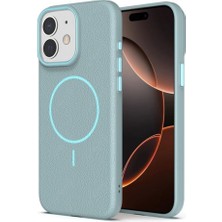 Apsuwa iPhone 11 Uyumlu Kılıf Lichee Deri Desen Silikon Kablosuz Şarj Özellikli Turkuaz