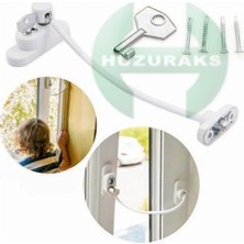 Aren Je Beyaz Çelik Halatlı Kablolu Pvc Pencere Emniyet Çocuk Güvenlik Kilidi 1 Adet