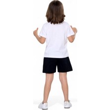 Erkek Çocuk Yazlık Şort Baskılı Tshirt Alt Üst Pamuklu Penye 2'li Takım