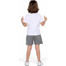 Erkek Çocuk Yazlık Şort Baskılı Tshirt Alt Üst Pamuklu Penye 2'li Takım