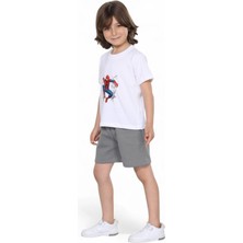 Erkek Çocuk Yazlık Şort Baskılı Tshirt Alt Üst Pamuklu Penye 2'li Takım
