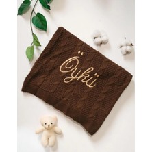 Tinykiddesign Bebek Battaniyesi Indigo Triko Örgülü Bebek Hediyesi Istediğiniz Ismi Nakışla Yazıyoruz