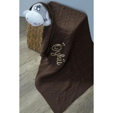 Tinykiddesign Bebek Battaniyesi Indigo Triko Örgülü Bebek Hediyesi Istediğiniz Ismi Nakışla Yazıyoruz