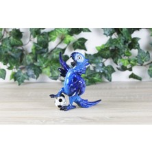 Biblo Mavi Futbolcu Papağan Dekoratif Obje 14CM Polyester Joga Bonito 1 Adet