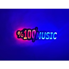 Musıc Yazılı LED Işıklı Tablo, Duvar Dekor Ahşap, Neon Işık, Duvar Süsü,