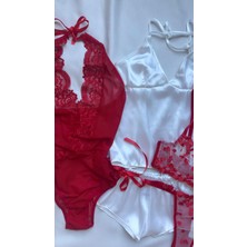 6'lı Andelina Deluxe Saten Gecelik Elbise - Şort - Bralet Takımı Iç Giyim Çeyiz Seti