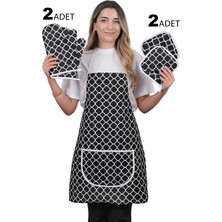Trendy Membranlı 5li Set Sıvı Geçirmez Su Geçirmez Mutfak Önlüğü Çeyiz Seti (2 Eldiven 2 Tutacak)