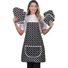 Trendy Membranlı 5li Set Sıvı Geçirmez Su Geçirmez Mutfak Önlüğü Çeyiz Seti (2 Eldiven 2 Tutacak)
