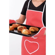 Sevilya Trendy 3lü Set Sıvı Geçirmez Mutfak Önlüğü, Isıya Dayanıklı Fırın Eldiveni ve Tutacak Takımı