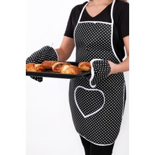 Sevilya Trendy 3lü Set Sıvı Geçirmez Mutfak Önlüğü, Isıya Dayanıklı Fırın Eldiveni ve Tutacak Takımı