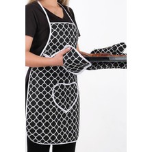 Sevilya Trendy 3lü Set Sıvı Geçirmez Mutfak Önlüğü, Isıya Dayanıklı Fırın Eldiveni ve Tutacak Takımı