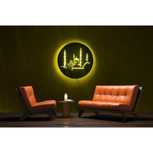 Cami Figürlü Ledli Tablo 5mm, Duvar Dekor Ahşap, Neon Işık,duvar Süsü