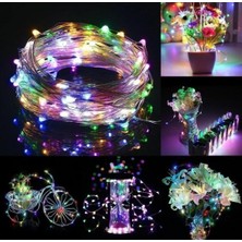 5 Metre Pilli Rgb Peri LED Ince Tel Dekoratif Lambası Renkli Dekor Perde Ledli Bahçe Oda Kafe Duvar