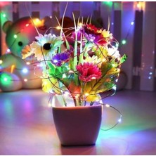 5 Metre Pilli Rgb Peri LED Ince Tel Dekoratif Lambası Renkli Dekor Perde Ledli Bahçe Oda Kafe Duvar