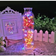 5 Metre Pilli Rgb Peri LED Ince Tel Dekoratif Lambası Renkli Dekor Perde Ledli Bahçe Oda Kafe Duvar
