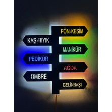 Kadın Kuaför Ledli Tablo 5mm, Duvar Dekor Ahşap, Neon Işık,duvar Süsü