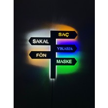 Kuaför-Berber Ledli Tablo 5mm, Duvar Dekor Ahşap, Neon Işık,duvar Süsü