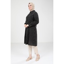 Beyza Pileli Siyah Tunik 9336