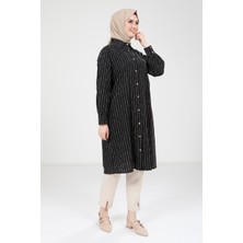 Beyza Pileli Siyah Tunik 9336