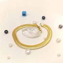 8mm Extra Kalın Balık Sırtı Zincir Bileklik Künye 14 Ayar Altın Hd Videolu
