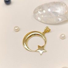 23.3mm Ayyıldız Kolye 14 Ayar Altın Hd Videolu