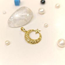 21.3mm Kalemli Ayyıldız Kolye 14 Ayar Altın Hd Videolu