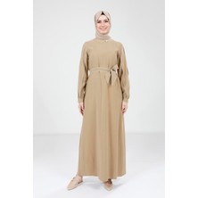 Beyza Biye Detaylı Olive Elbise 9383