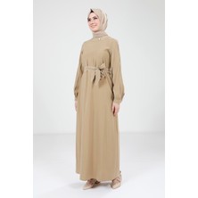 Beyza Biye Detaylı Olive Elbise 9383
