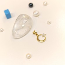 12.4mm Taşlı Ayyıldız Kolye 14 Ayar Altın Hd Videolu