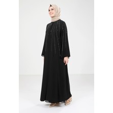 Beyza Baget Taşlı Siyah Elbise 9270