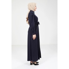 Beyza Fermuarlı Lacivert Ferace 9206