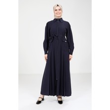 Beyza Fermuarlı Lacivert Ferace 9206