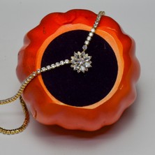 Chainbysilver Çelik Altın Rengi Taşlı Sallantılı Kolye