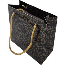 Altın Desenli Siyah (50 Li Paket )Karton Çanta 11X11