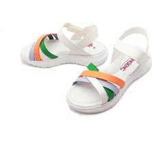 Şirin Genç Ortopedik  Çok Renkli Bantlı Cırtlı  Kız Çocuk Sandalet