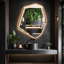 Myrella Günışığı Led'li Lazer Kumlamalı Lavabo & Banyo Aynası (Dokunmatik Sensörlü)