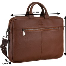 Westpolo Vegan Deri Unisex Laptop, Evrak Çantası - Taba