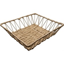 Doğal Örgü Kare Sepet 25X25 cm Hasır Organizer Çok Amaçlı Kullanım Bebek Odası & Mutfak Düzenleyici