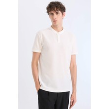 DeFacto Slim Fit Dar Kesim Dik Yaka Dokulu Kısa Kollu Waffle Polo Tişört Z4262AZ25SM