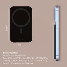 Woyax By Deji Magsafe Powerbank 5000 Mah 20w Hızlı Taşınabilir Şarj Cihazı Batarya iPhone 11 12 13 14 15 16 Pro Max Mini - Siyah