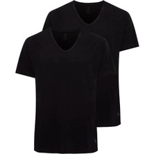 U.S. Polo Assn. - Erkek Battal Siyah 2 li V Yaka T-Shirt