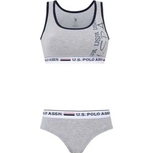 U.S. Polo Assn. Kadın Gri Melanj Büstiyer Şort Takım