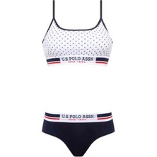 U.S. Polo Assn. 66252 Kadın Beyaz Puanlı Büstiyer Şort Takım