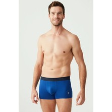 U.S. Polo Assn. Erkek Lacivert - Saks - Lacivert Melanj 3'lü Boxer