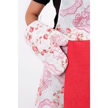 Sevilya Flower 4lü Set Mutfak Önlüğü Havlulu Mutfak Önlüğü Fırın Eldiveni ve Tutacak