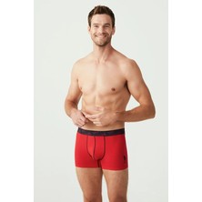U.S. Polo Assn. Erkek Kırmızı - Gri Melanj - Lacivert 3'lü Boxer