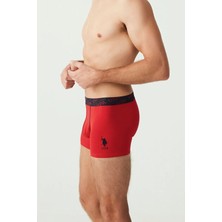 U.S. Polo Assn. Erkek Kırmızı - Gri Melanj - Lacivert 3'lü Boxer