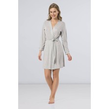 Türen Kadın Düz Bantlı Kısa Sabahlık