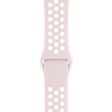 Apple Watch 42-44MM Silikon Kayış - Pudra/beyaz