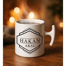 Bk Gift Kişiye Özel Isimli Hammer Kulplu Beyaz Kupa Bardak-6, Arkadaşa Hediye, Sevgiliye Hediye, Doğum Günü Hediyesi